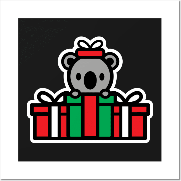 Koala Christmas Presents Bambu Brand Holiday Snow Wall Art by Bambu